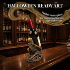 Gothic Skull Decorated Wine Bottle Rack, Halloween countertop Small Wine Rack, Room Emotional Decoration (Bronze)