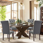 COLAMY Tufted Dining Chairs Set of 6, Parsons Dining Room Chairs Upholstered Fabric Diner Chair Stylish Kitchen Chairs with Solid Wood Legs and Padded Seat - Grey