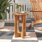 Tangkula Round Side Table, 14” Mahogany Accent Table with Tray Top & Solid Wood Cross Legs, Sofa Bedside End Table for Living Room, Bedroom, Porch, Backyard, Natural