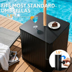 Umbrella Side Table- Outdoor Patio Table with Umbrella Hole | Umbrella Base Holds 132 Lbs, Easy Assembly, Perfect for Porch, Poolside, Or Patio Use as Coffee Table, Fits ≤1.5”Pole, Black