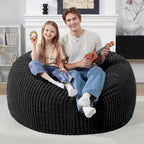Homguava 3 FT Bean Bag Chair,3' Big Bean Bag,Large Bean Bag Chairs for Adults with Memory Foam Filled,Comfy Beanbag Chairs Soft Bean Bag Sofa with Dutch Corded Plush Cover-Jet Black