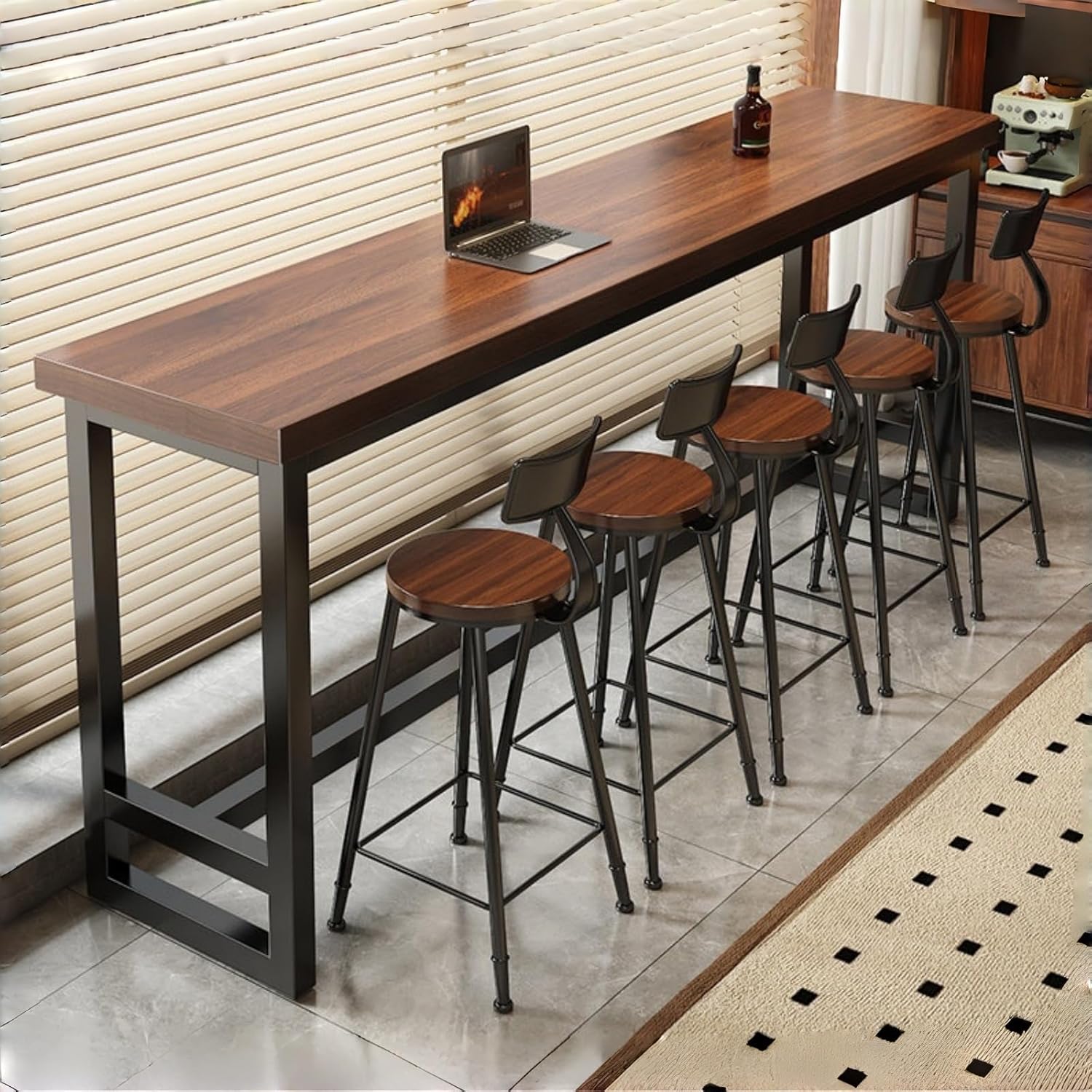 41 Inch Narrow Bar Table with Solid Wood Top - Tall Counter Height Dining Bar Table on Metal Frame, Saving Pub Table for Kitchen,Living Room,Behind Couch or Coffee Shop(Chair Not Included)