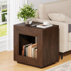 Rustic End Table Set of 2, 23.6" Wood Nightstand, Brown
