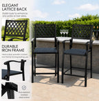 Kozyard Outdoor Counter Height Bar Stools Set of 2, Patio Bar Chairs with Wrought Iron Frame & Textilene Fabric, Outdoor Dining Chairs for Patio, Poolside, Backyard Navy Blue
