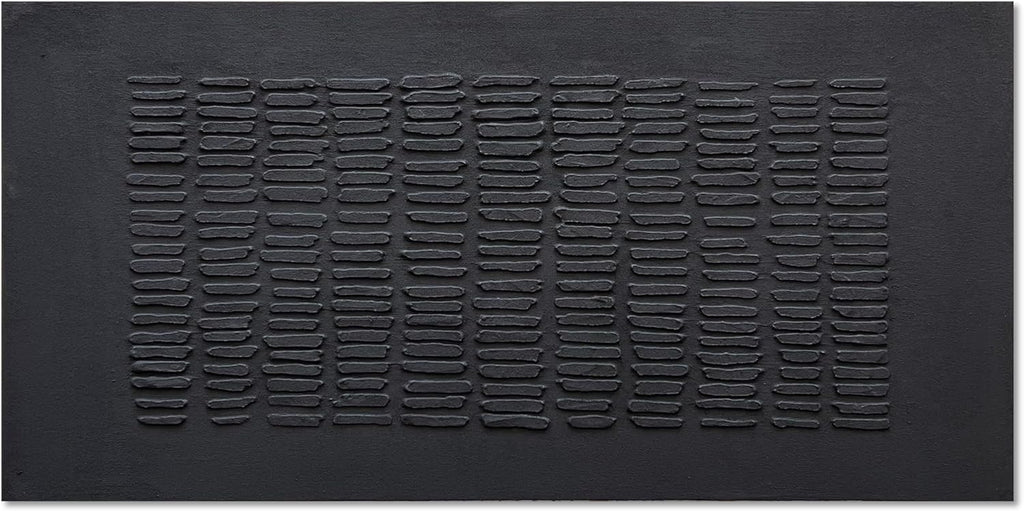 NANKAI Art Hand-Painted Black Thick Texture Abstract Art Oil Painting Contemporary Minimalist Style Art Living Room Office Corridor Wall Decoration Oil Painting 24x48 inches