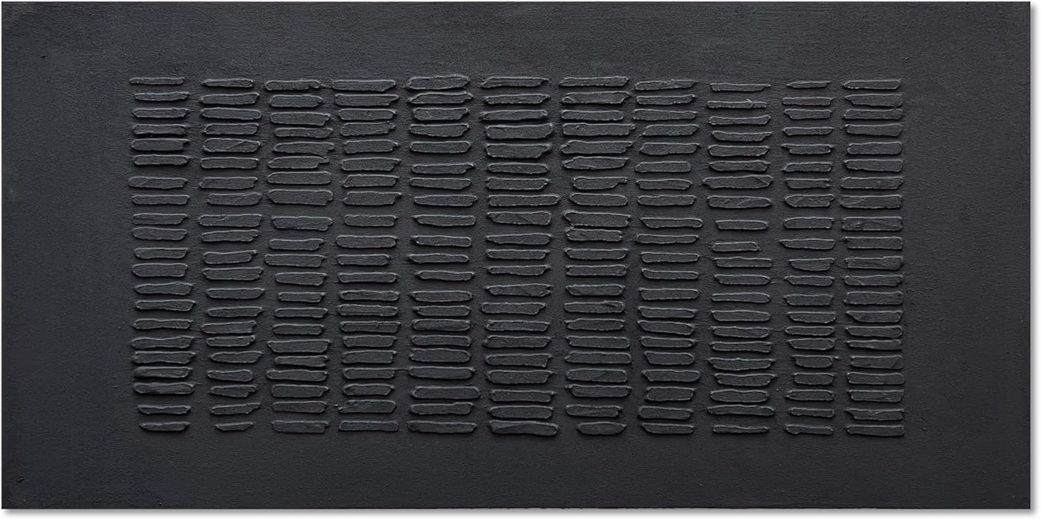 NANKAI Art Hand-Painted Black Thick Texture Abstract Art Oil Painting Contemporary Minimalist Style Art Living Room Office Corridor Wall Decoration Oil Painting 24x48 inches