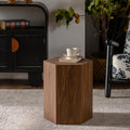 15.75'' Hexagon Side Table End Table for Living Room, Wood Grain, No Assembly, Walnut
