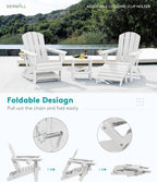 SERWALL 5-Piece Adirondack Chair and Ottoman and Table Set, White