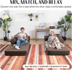 79" Corduroy Sofa Bed, Boneless Couch in a Box with 2 Pillows, High-Density Foam 4-in-1 Foldable Sleeper Futon Loveseat for Small Spaces, No Assembly, Side Pockets, Hex Arm Brown