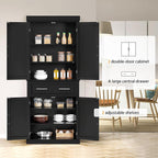 Yaheetech Kitchen Pantry Storage Cabinet with Drawer, Freestanding Pantry Cabinets with 2 Adjustable Shelves, 72.5" Tall Storage Cupboard for Kitchen/Dining Room/Bathroom/Hallway, Black