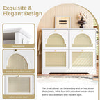 Freestanding Shoe Rack, Tipping Bucket Shoe Cabinet with 4 Flip Drawers, Elegant Entryway Shoe Organizer with 4 Rattan Doors,for Kitchen Home