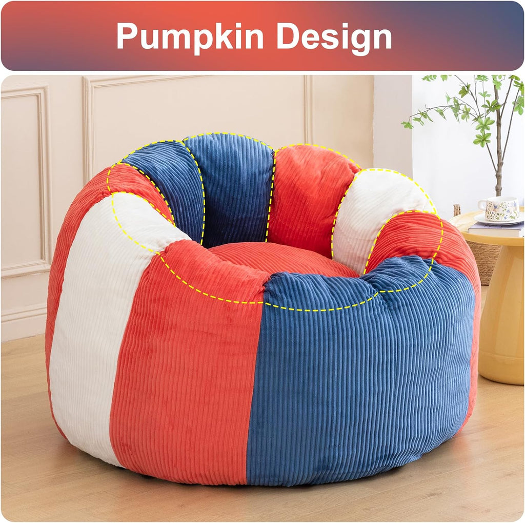 Giant Bean Bag Chairs for Adults,Memory Foam Firm Boneless Floor Gaming Chair Reading Chair,Colorful Plush Corduroy Cover,Comfy Chairs for Livingroom Bedroom Reading Nook Movie Night