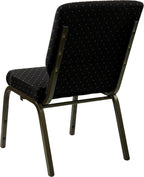 Flash Furniture 4 Pack HERCULES Series 18.5''W Stacking Church Chair in Black Dot Patterned Fabric - Gold Vein Frame