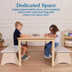 ECR4Kids Kiddo Classroom Bench, 12in Seat Height, Wooden, Children's Furniture, White Wash