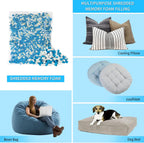 10LBS Shredded Memory Foam Filling Bean Bag Filler, Added Gel Particles Comfortable and Soft,Very Suitable for Filling Bean Bags, Pillows,Dog beds, Sofa Mats