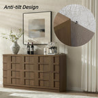 VividVibe Buffet Cabinet Sideboard with Storage, 93.9”Large 3D Woven Texture Credenza with 6 Pop-up Doors, Long Coffee Bar Cabinet Mid Century Modern for Entryway Living Room Brown Oak