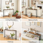 HOOBRO 47.2" Narrow Console Table with Power Outlet, 5.9" Behind Couch Table with Charging Station, Long Sofa Side Table, Skinny Entryway Table for Living Room, Hallway, Foyer, Rustic Brown BF15XG01G1