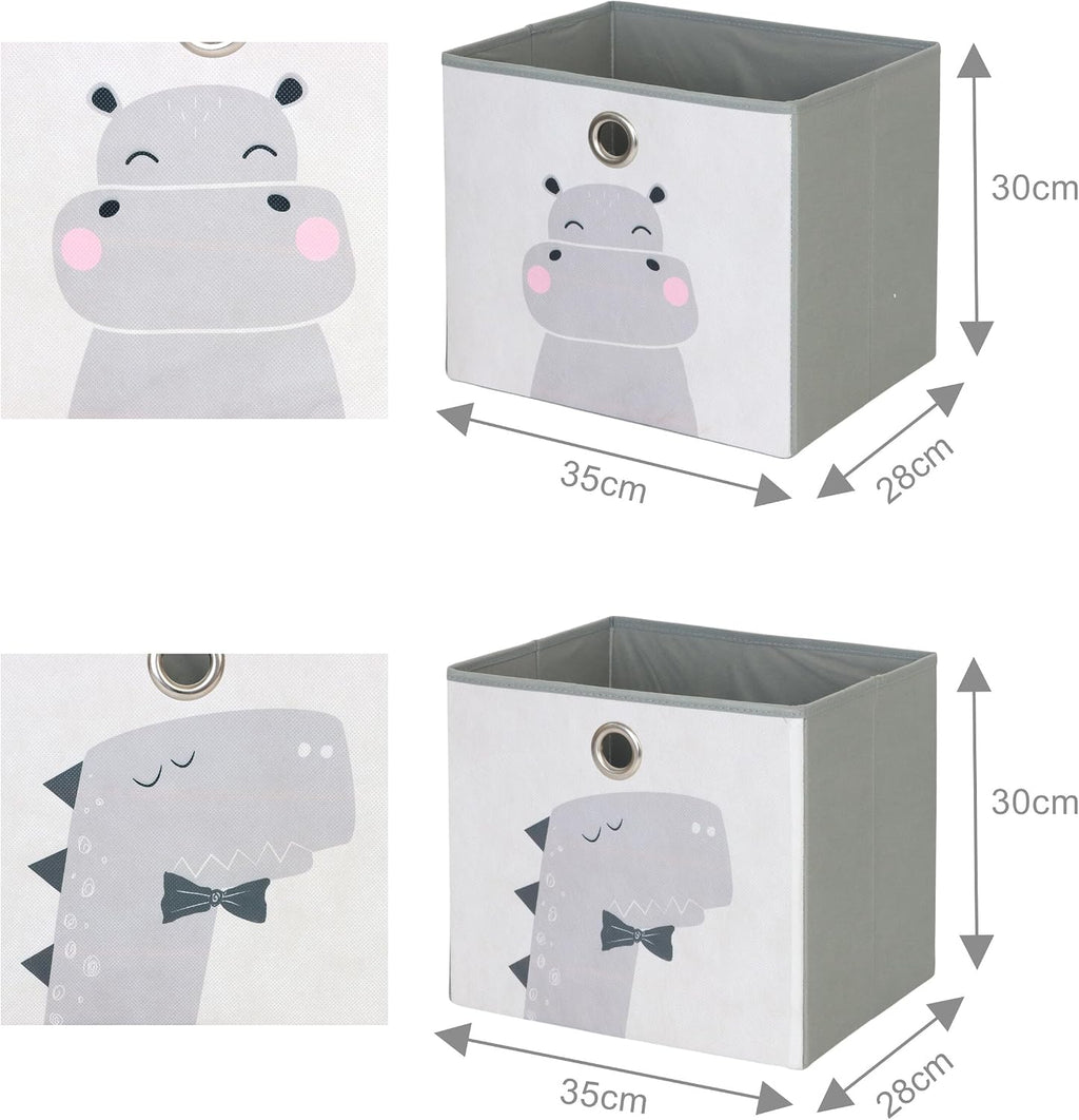 Relaxdays children's bench with storage, HWD: 72 x 79 x 31 cm, 2 foldable boxes, bookshelf, padded seat, white/grey, Fibreboard, Polyester, Foam