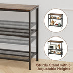 Kitchen Island with 3 Tier Storage, Height-Adjustable Kitchen Shelf, Microwave Stand for Dining, Sturdy Metal Frame, 30.7" L x 13.77" D x 31.51" H,Rustic Brown and Black