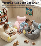 little dove Bean Bag Chairs for Kids, Comfy Bean Bag Chair with 2 Plush Toys, Toddler Chair with Pocket, Stuffed Lazy Sofa with Filler for Boys and Girls, Kids Chairs for Gaming, Reading, Pink