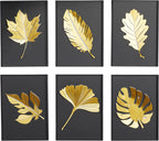 Deco 79 Metal Leaf Wall Decor, Set of 6 10"W, 15"H, Black