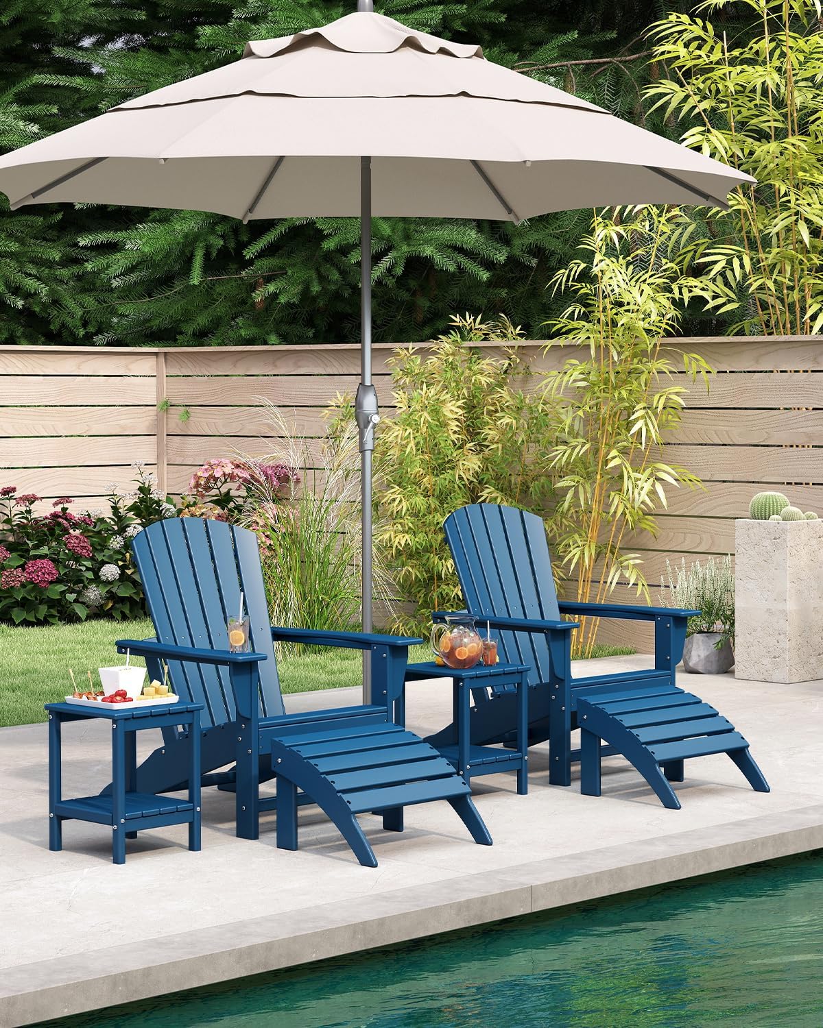 BRIOPAWS Adirondack-Chairs-Set of 2 | Fire Pit Chair | Oversized | HDPE Plastic | Weather Resistant | for Deck Outdoor Poolside Campfire | Blue