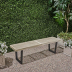 Outdoor Bench Seat, Metal and Solid Wood Garden Bench, Patio Bench, Park Bench for Porch Backyard Deck Lawn Garden Yard Outdoor Seating