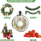 Wreath Storage Container 2-Pack, 24" Wreath Storage Bag for Garland Wreath Holder Holiday Decor Gift Storage, Wreath Bag for Spring Summer Autumn Christmas Wreath Storage