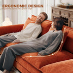 CDCASA 120" Modular Sectional Sofa, Comfy L-Shaped Cloud Couch with Movable Ottomans, Oversized 4-Seater Chenille Deep Seat Sofa Couch for Living Room, DIY Combination, Terracotta Orange