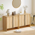 BERRYMERRY 2 Door Fluted Sideboard Buffet Cabinet with Storage, Modern Wood Cabinet with Adjustable Shelves for Living Room, Dining Room (Light Wood 4 Doors)