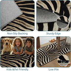 Zebra Print Runner Rug 2x6ft Vintage Animal Print Rug Runners, Bohemian Zebra Striped Runner Rugs Washable Non-Slip Carpet for Hallways Entryway Kitchen Modern Home Decor