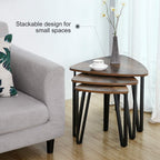 VASAGLE Nesting Coffee Tables, End Tables Set of 3 for Living Room Bedroom, Industrial Small Stacking Side Tables with Metal Frame for Couch, Rustic Brown and Black ULNT13X, 23.1 x 23.1 x 17.7 Inches