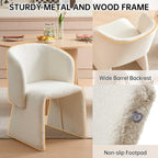 Homedot Modern Barrel Dining Chairs Set of 6, Cozy Kitchen Accent Chairs Upholstered Teddy Velvet Fluffy Sofa Side Chairs with Metal Frame, Comfy Dining Arm Chairs for Living Room, Reception Room