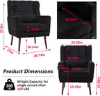 Modern Accent Chair Chenille Fabric Upholstered Tufted Side Chair Wingback Chair,Mid Century Reading Armchair with Waist Pillow Backrest for Living Room Bedroom (Black)