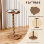 Small Side Table, Rubberwood‌ Drink Table for Small Spaces, Solid Wood Pedestal Coffee Tables, Round End Tables for Living Room, Sofa Couch, Bedroom, Corners, and Office (Brown, 11.81 inch)