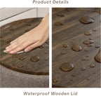 29.5 Inch Round Storage Ottoman Coffee Table,Modern Circle Coffee Table with Storage with Removable Lid Top and Solid Wood Legs,Large Round Ottoman for Bedroom,Living Room,Teddy Fleece,Brown