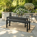 Black Outdoor Bench, Outdoor Metal Backless Bench Set of 2, 46" Patio Garden Bench for Outdoor, All Wheather Outdoor Bench for Garden, Backyard, Porch, Black