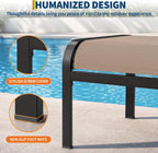 Outdoor Ottoman Set of 2, Outdoor Foot Stool with Textliene Fabric, Metal Frame, Stackable Oversized Foot Rest for Patio Garden Pool, Light Brown