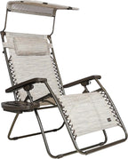 Bliss Hammocks 2 Pack 30" Wide XL Zero Gravity Outdoor Lounge Chair, Adjustable Patio Furniture with Canopy and Side Table, 360 lb Capacity, Sand