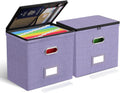 Oterri File Organizer Boxes with Lids, File Box with Mesh Pockets, Document Organizer Box for Letter Size Folders, Zippers Important Document Organizer (Light Purple, Small-2 Pack Without Folders)