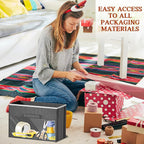 Over Door Wrapping Paper Organizer Storage with 3 Removable Drawers & Side Pockets – Dual Use Design with Elastic Straps – Christmas Gift Wrap Storage for Ribbons, Bows, Ornament and Other Tools 1Pack