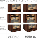 CASE ELEGANCE Monogrammed Luca Cabinet Humidor with Thick Cedar, Easy humidification System, Accurate Digital Hygrometer - Brown