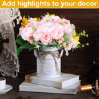 Roshtia 16 Pcs 6 Inch Metal Milk Can Jug Bulk Vintage Galvanized Milk Vase Rustic Farmhouse Flower Bucket French Shabby Chic Decor with Handle for Home Wedding Table Centerpiece (Retro White)