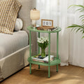 Small Modern Oval Side Table with Storage,2-Tier Side Tables Living Room,Sturdy Nightstand for Small Space - Living Room, Bedroom, Bathroom, Nursery (1PC,Green)