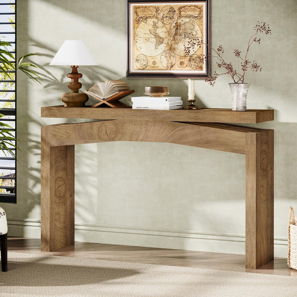 Celaform Console Tables for Entryway, 47.2 Inch Long Sofa Table with Storage, Farmhouse Wood Style Entry Table Behind Couch Table for Living Room, Entrance, Hallway (Light Brown)