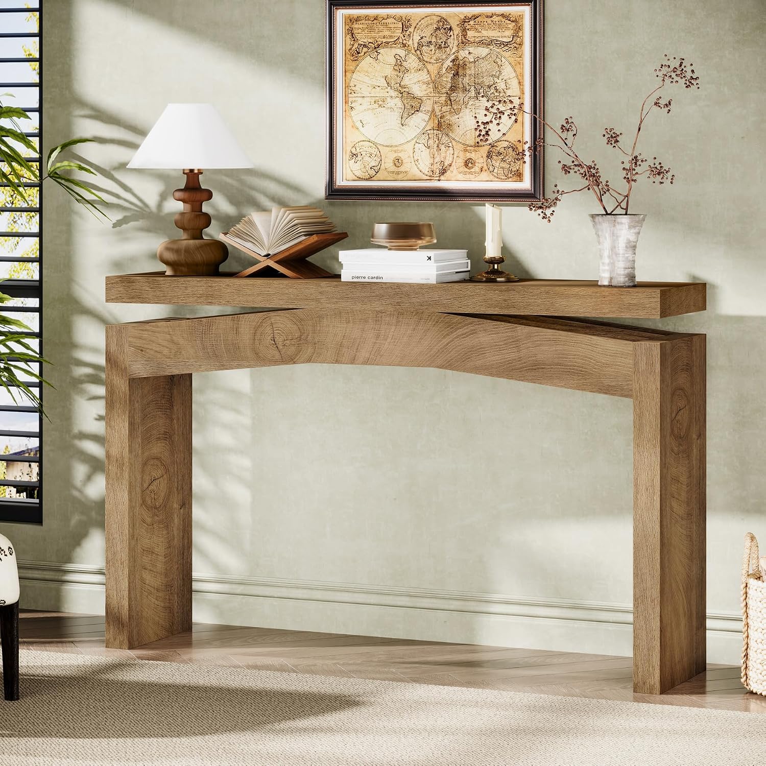 Celaform Console Tables for Entryway, 47.2 Inch Long Sofa Table with Storage, Farmhouse Wood Style Entry Table Behind Couch Table for Living Room, Entrance, Hallway (Light Brown)