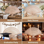 100 Pcs Custom Engraved Hand Fans for Wedding Guests, Personalized Wooden Folding Fans in Bulk, Ideal Favors for Bridal Shower, Baby Shower or Summer Party