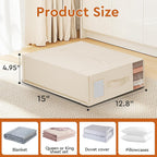 StorageTastic 4 Pack Bed Sheet Closet Organizers and Storage,Sturdy Foldable Storage Containers with Window and Label,Storage and Organization for Bedding Sheets,Duvet Covers,Blankets (Beige)