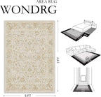 2x6 Washable Runner Rug for Hallway Kitchen Beige Low Pile Non Slip Runner Neutral Distressed Carpet Bathroom Front Door Beside Bed Home Decor