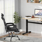 Mr IRONSTONE Mesh Office Chair with Footrest, High Back Reclining Desk Chair with Adjustable Headrest, Comfortable Task Chair for Home Office, Black